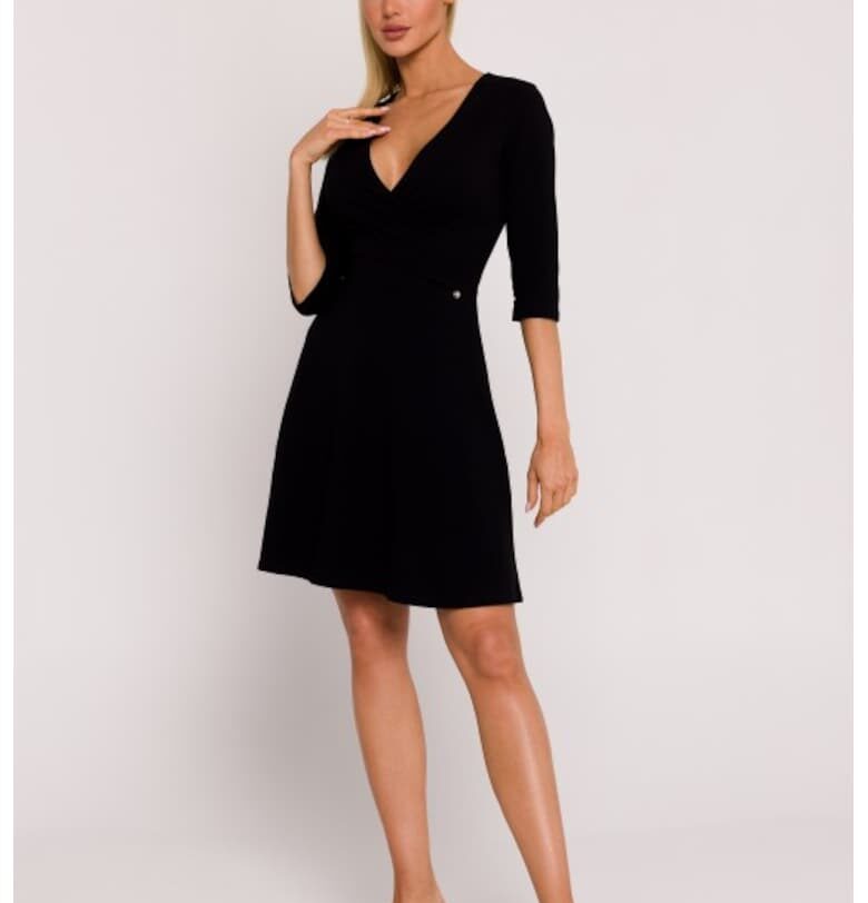 Рокля с драпирана горна част  Черен MOE