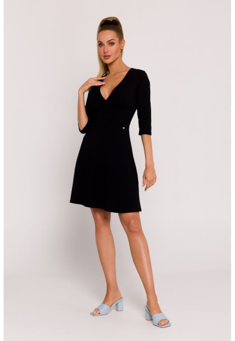 Рокля с драпирана горна част Черен MOE