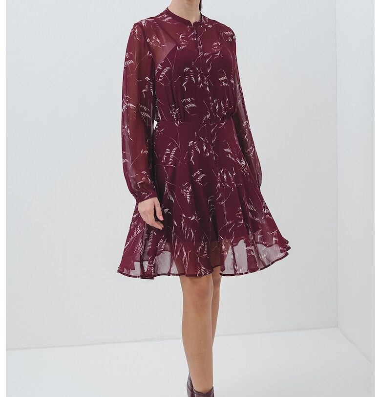 Рокля с дълги ръкави - Бордо ARMANI EXCHANGE