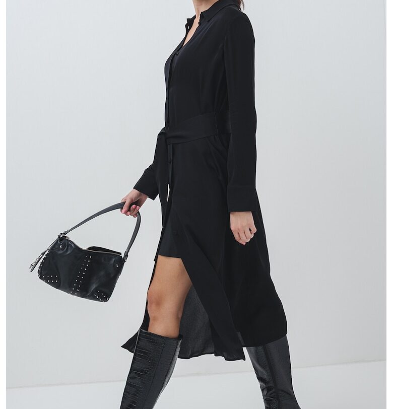 Рокля с дълги ръкави и връзка - Черен ARMANI EXCHANGE