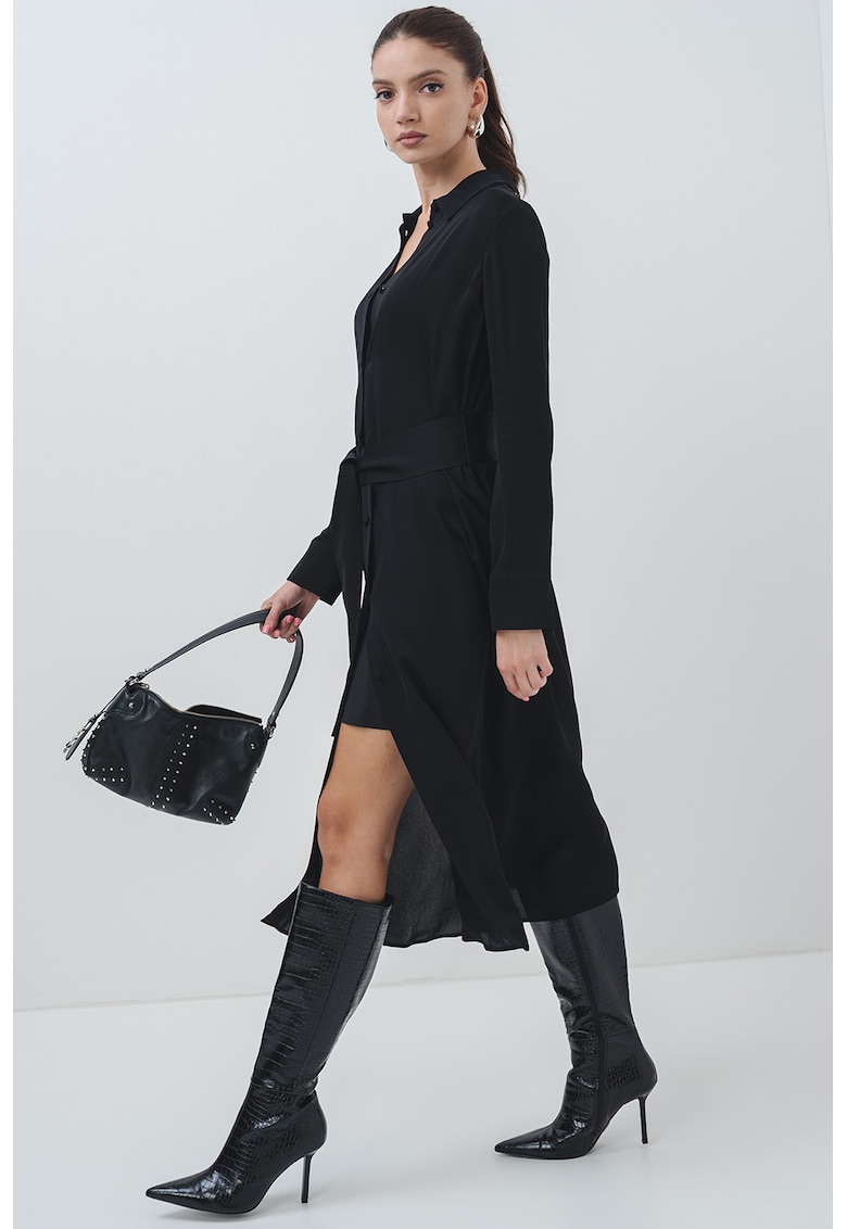 Рокля с дълги ръкави и връзка - Черен ARMANI EXCHANGE