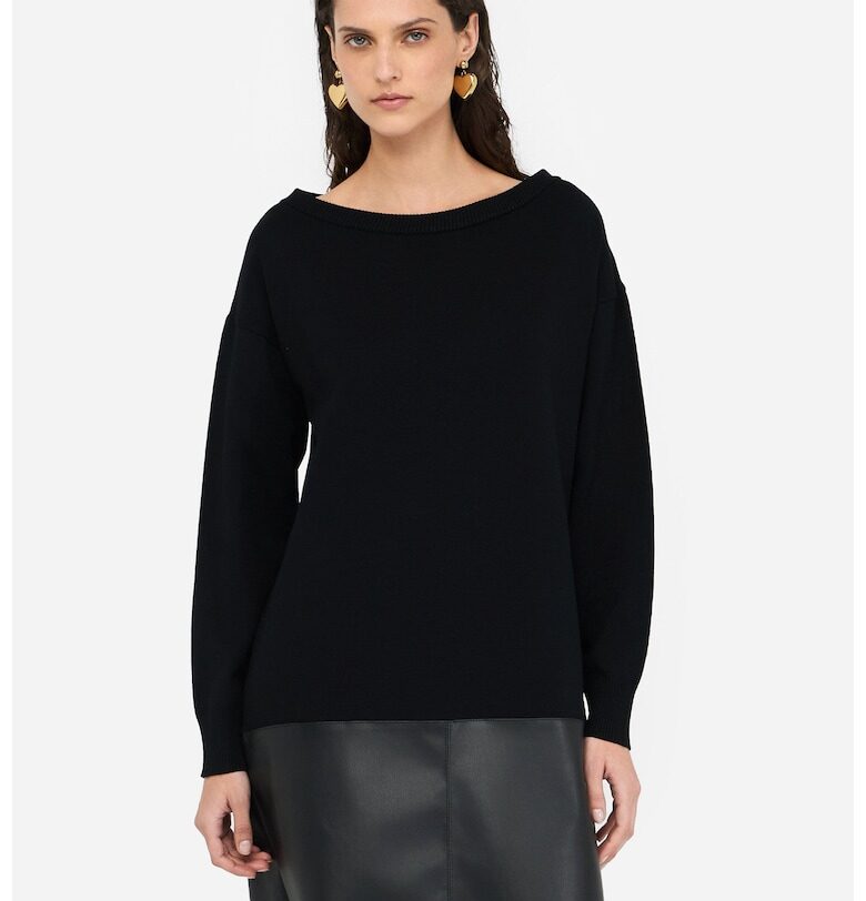 Рокля с дълги ръкави и деколте тип лодка - Черен Liu Jo