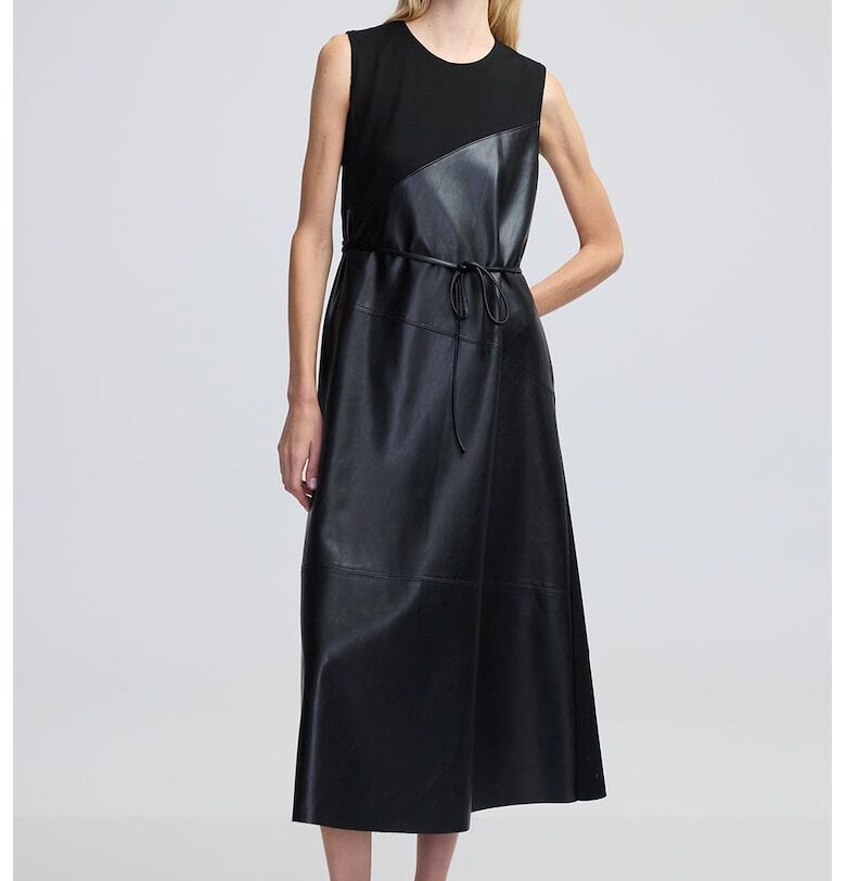 Рокля с еко кожа - Черен Ipekyol