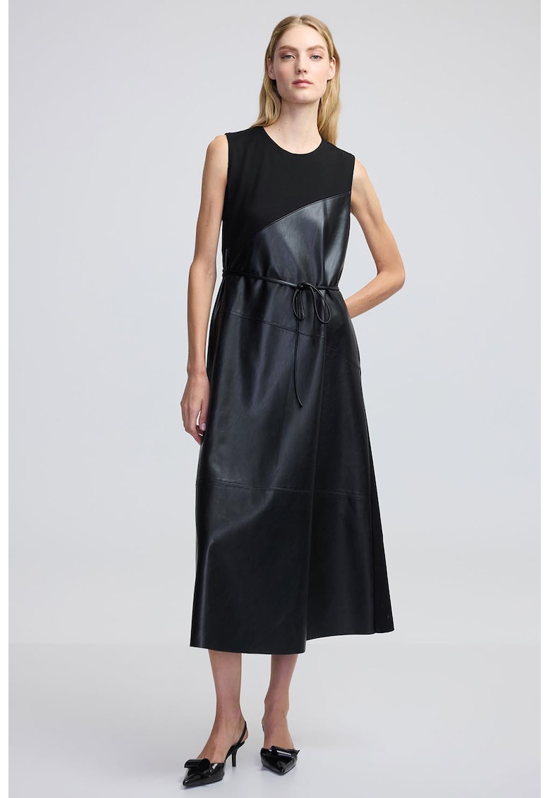 Рокля с еко кожа - Черен Ipekyol