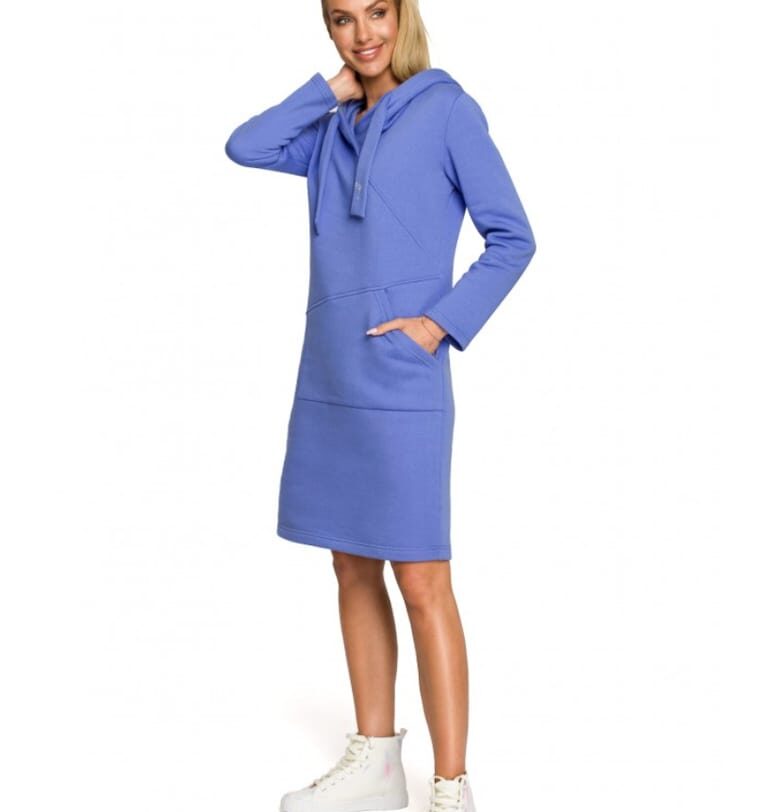 Рокля с качулка  Памук - Екрю - Виолетов MOE