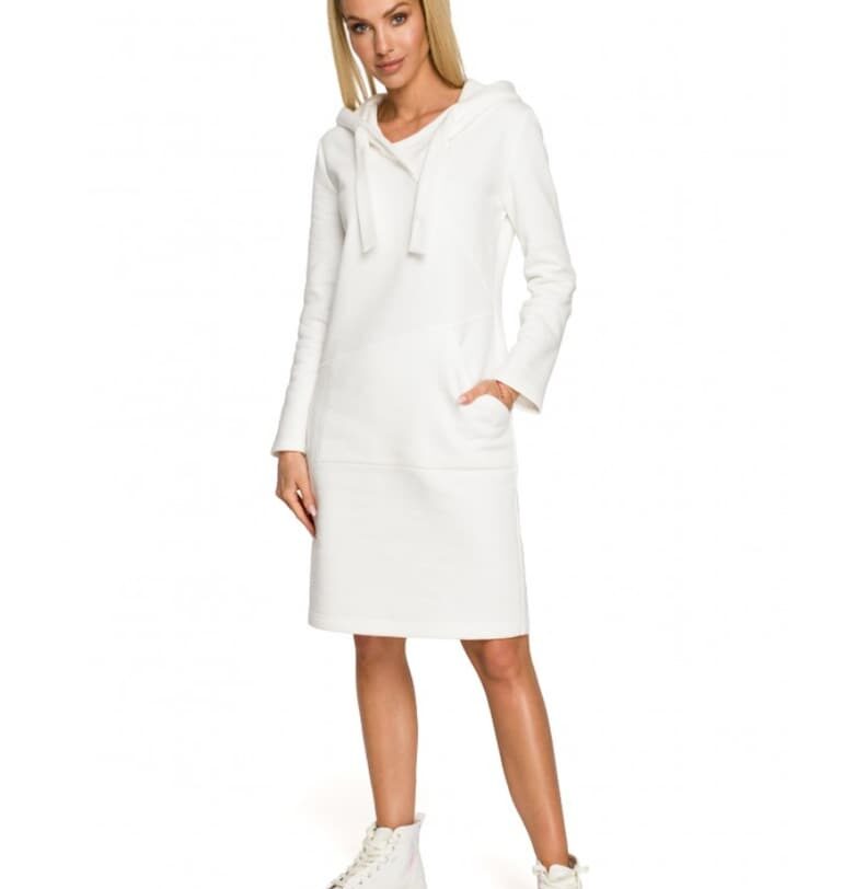 Рокля с качулка  Памук - Екрю - Екрю MOE