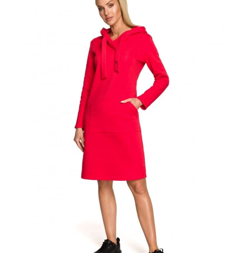 Рокля с качулка  Памук - Екрю - Червен MOE