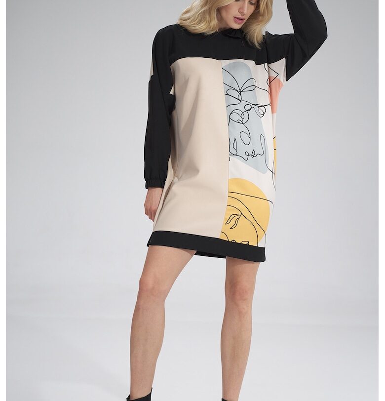 Рокля с качулка  полиестер - многоцветна - SM Figl