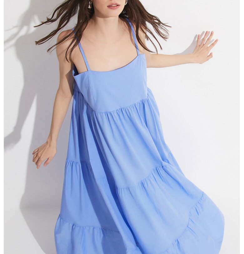 Рокля с квадратно деколте - Светлосин June