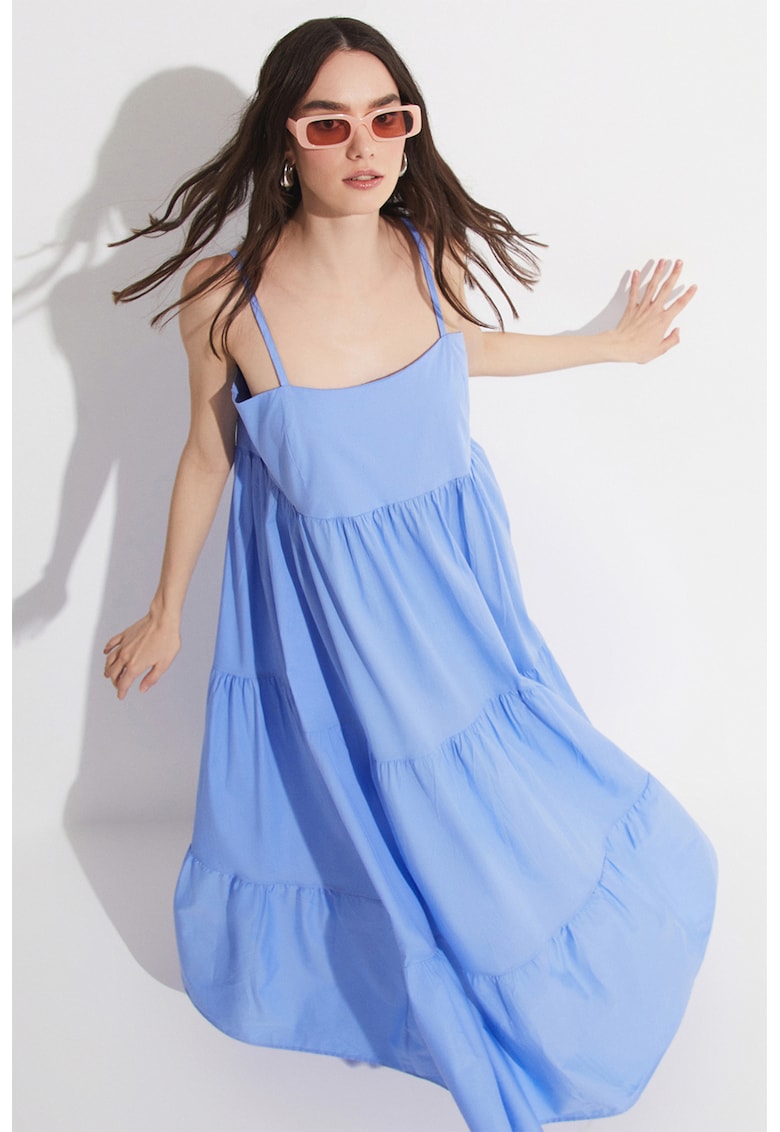 Рокля с квадратно деколте - Светлосин June