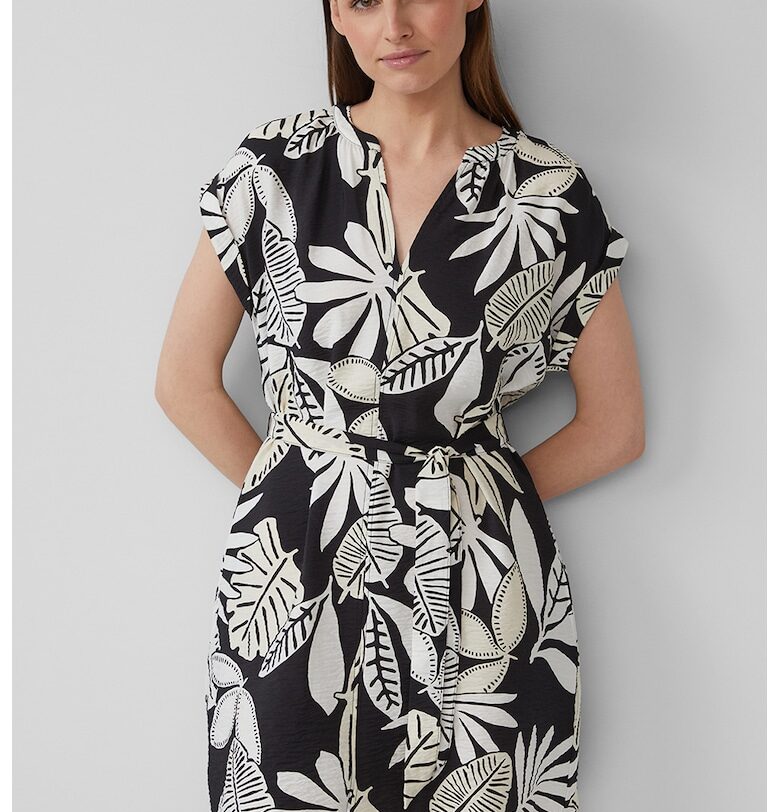 Рокля с колан - Черен/Мръснобял sOliver