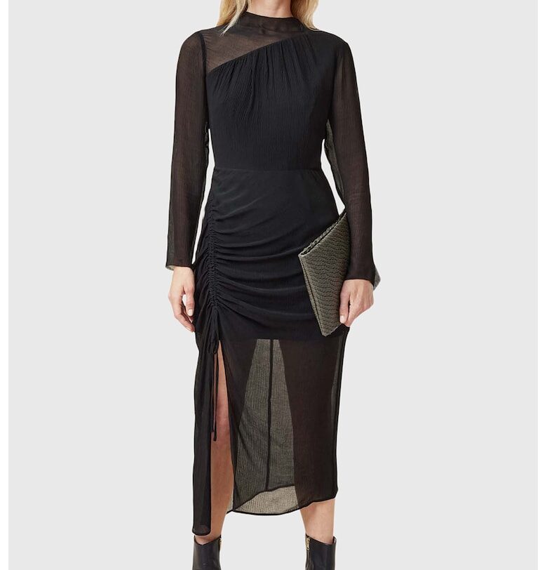 Рокля с коприна Rizo - Черен AllSaints