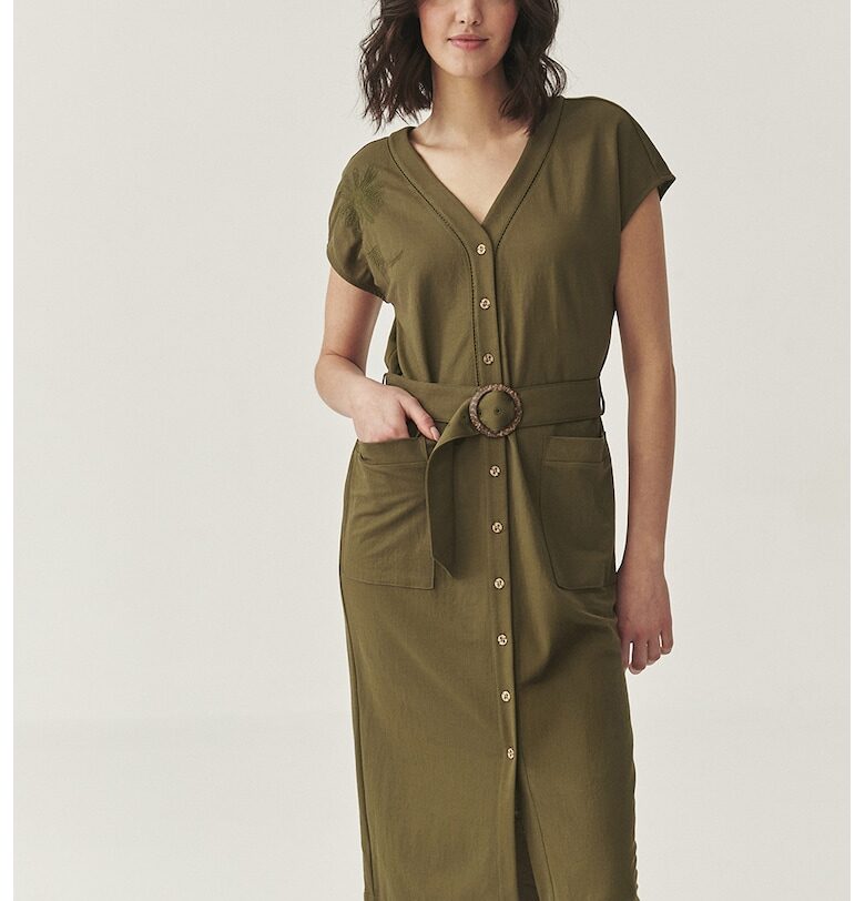 Рокля с копчета - Маслинено зелено Tatuum