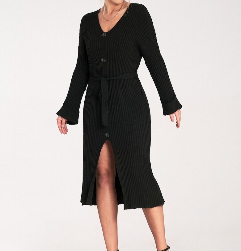 Рокля  с копчета - черна - елегантна - вискоза - Един размер Figl