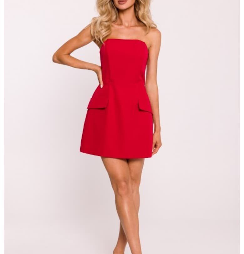 Рокля с корсет  мини - Червен MOE