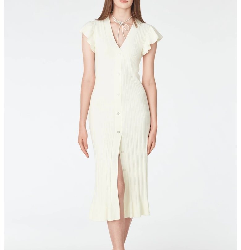 Рокля с къси ръкави и копчета - Слонова кост Lara Wear