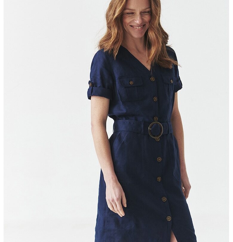 Рокля с къси ръкави и копчета - Тъмносин Tatuum