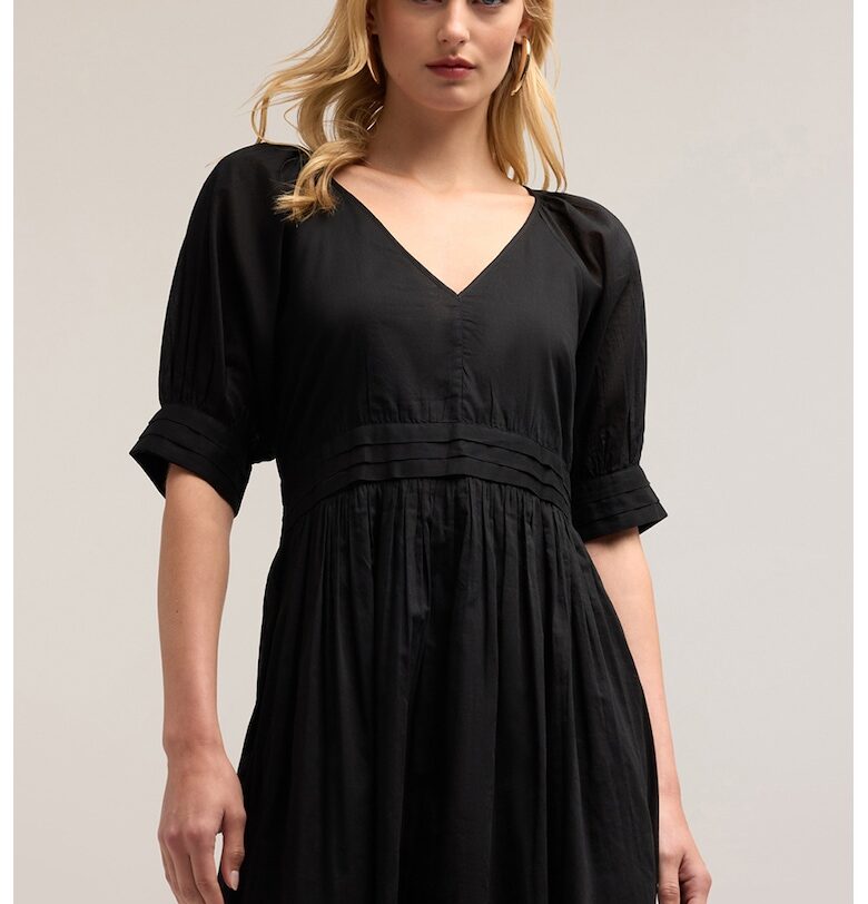 Рокля с къси ръкави и шпиц - Черен Motivi