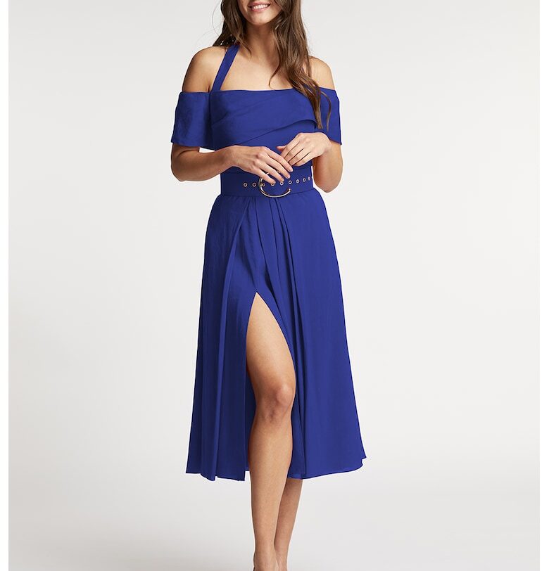 Рокля с лен Chimera с дълбока странична цепка Alina Cernatescu