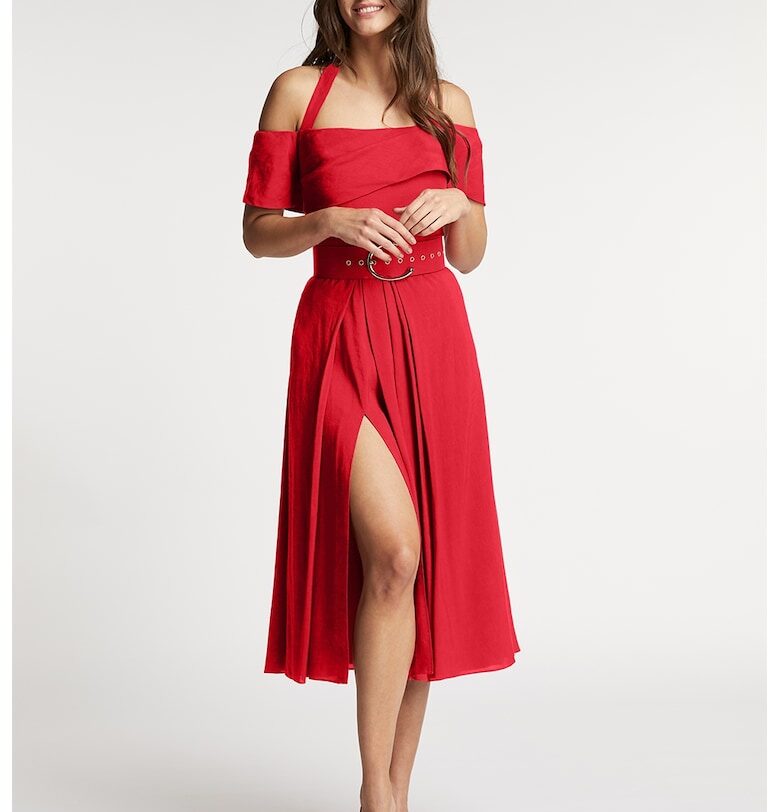 Рокля с лен Chimera с дълбока странична цепка Alina Cernatescu