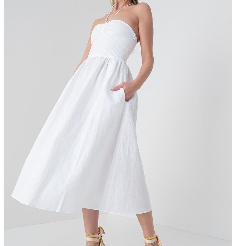 Рокля с лен - Мръснобял ARMANI EXCHANGE