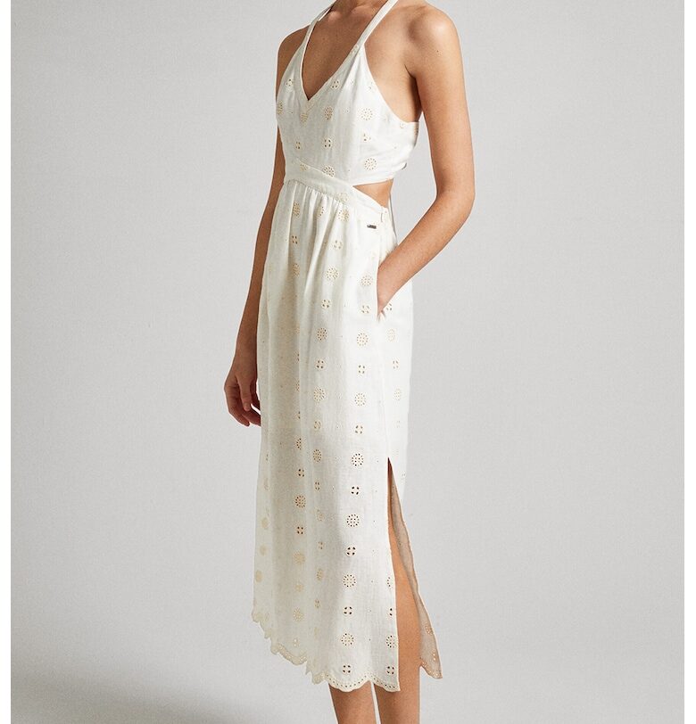 Рокля с лен и джобове - Бял Pepe Jeans London