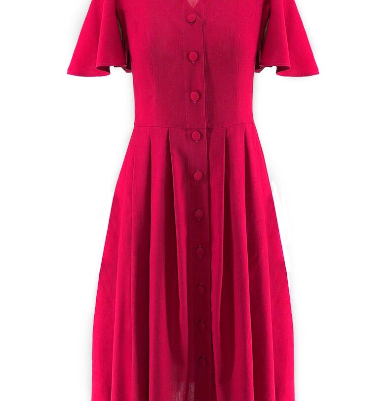 Рокля с лен и шпиц - Малина Noria Anis