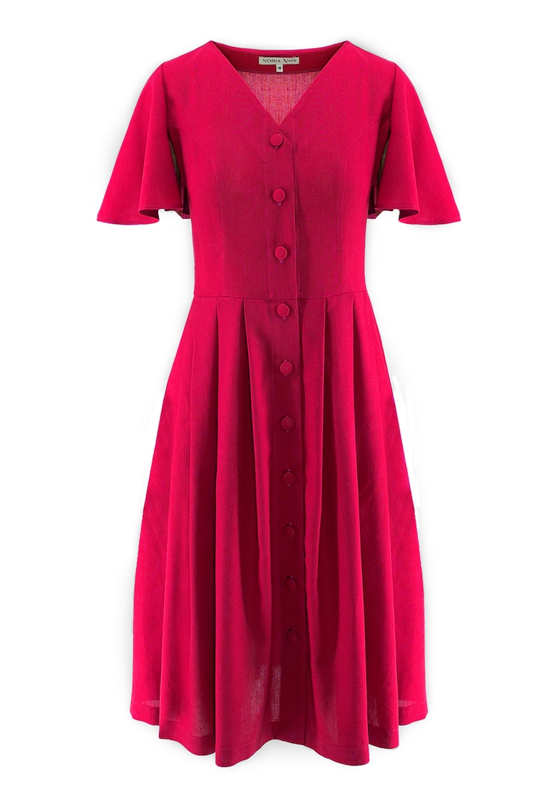 Рокля с лен и шпиц - Малина Noria Anis