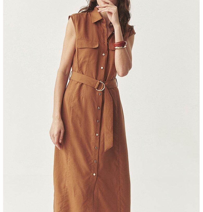 Рокля с лиосел и лен - Карамел Tatuum