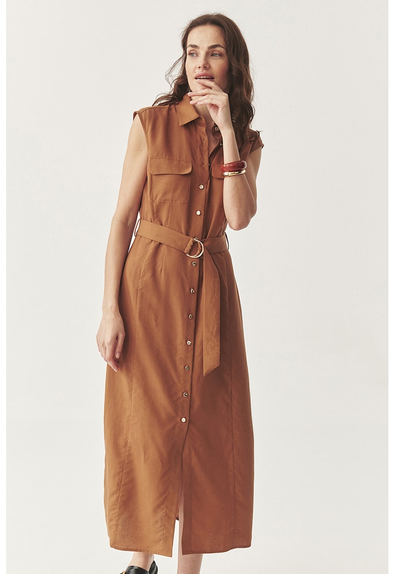 Рокля с лиосел и лен - Карамел Tatuum