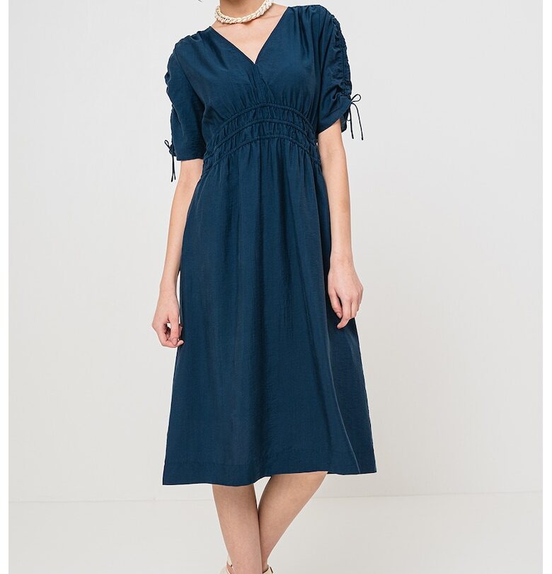 Рокля с лиосел и шпиц - Петролно синьо BOSS