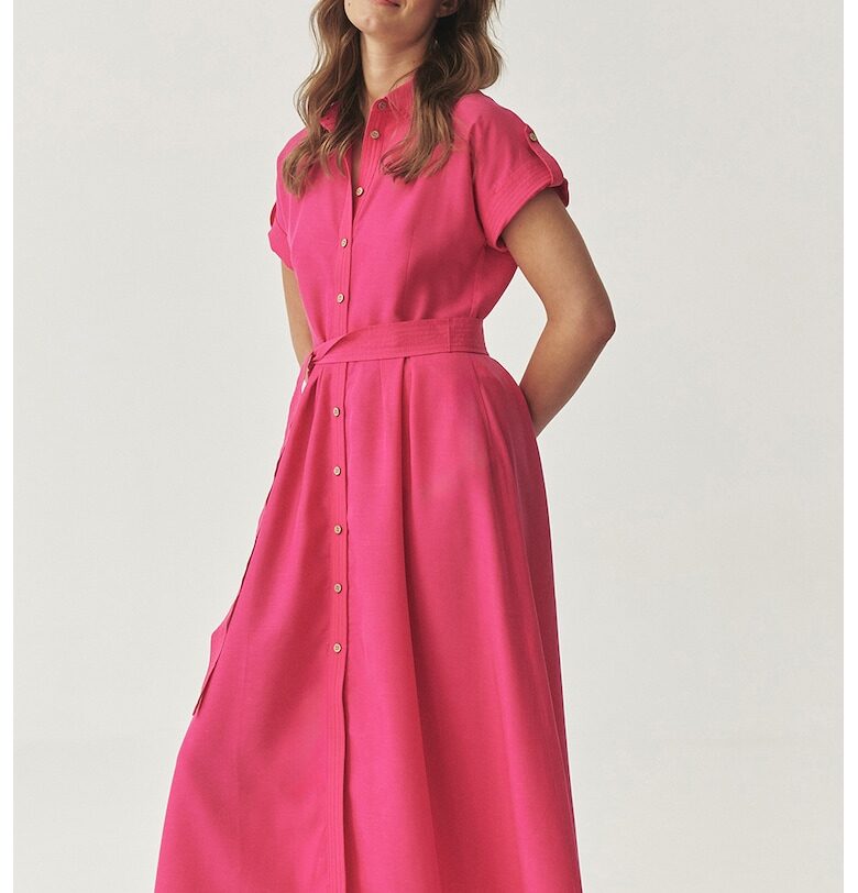 Рокля с лиосел с връзка - Пастелнорозов Tatuum