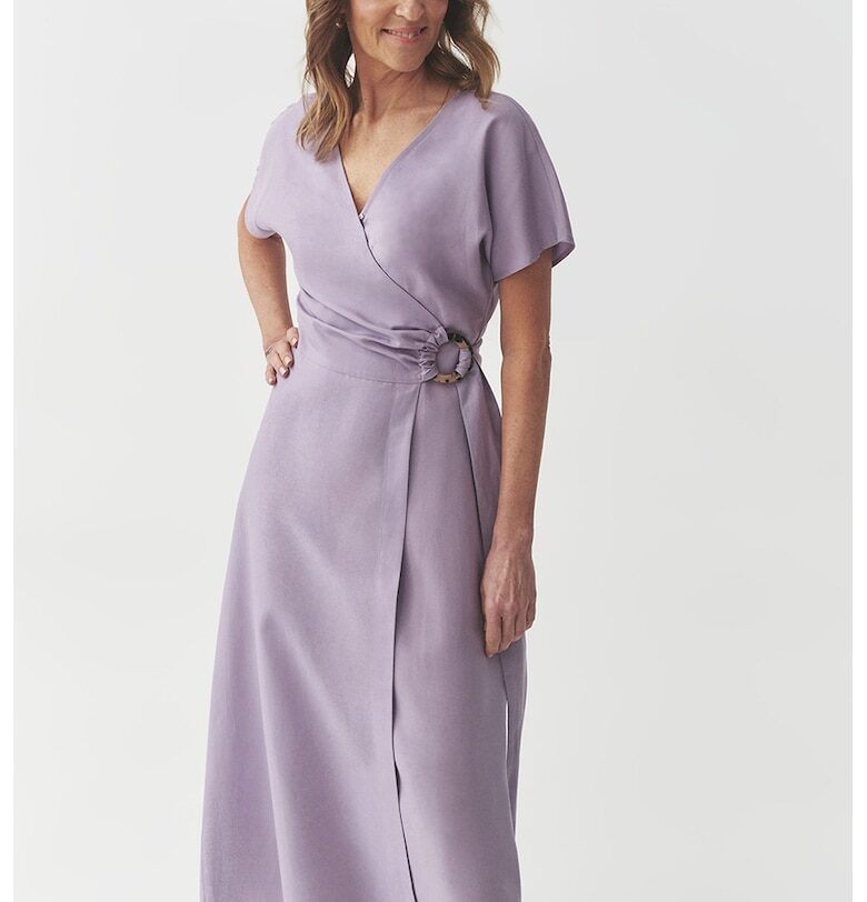 Рокля с лиосел с къси ръкави - Лилав Tatuum