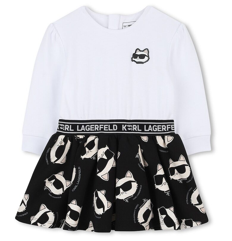 Рокля с лого - Бял/Черен KARL LAGERFELD KIDS