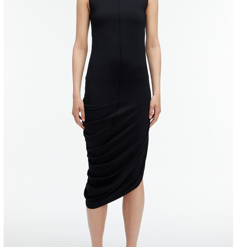 Рокля с модал и набирания - Черен CALVIN KLEIN