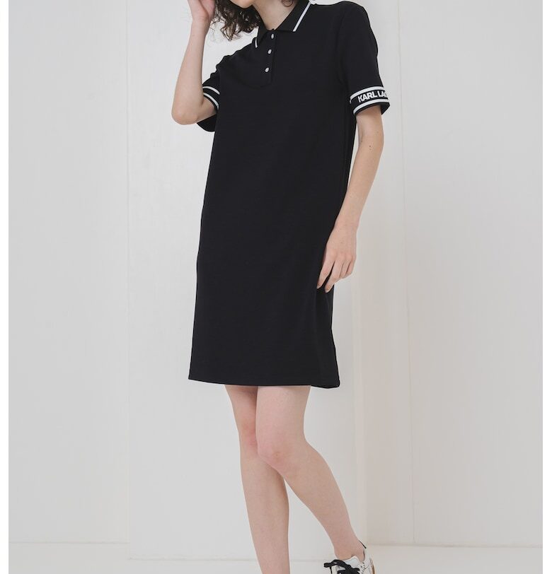 Рокля с модал и яка - Черен Karl Lagerfeld