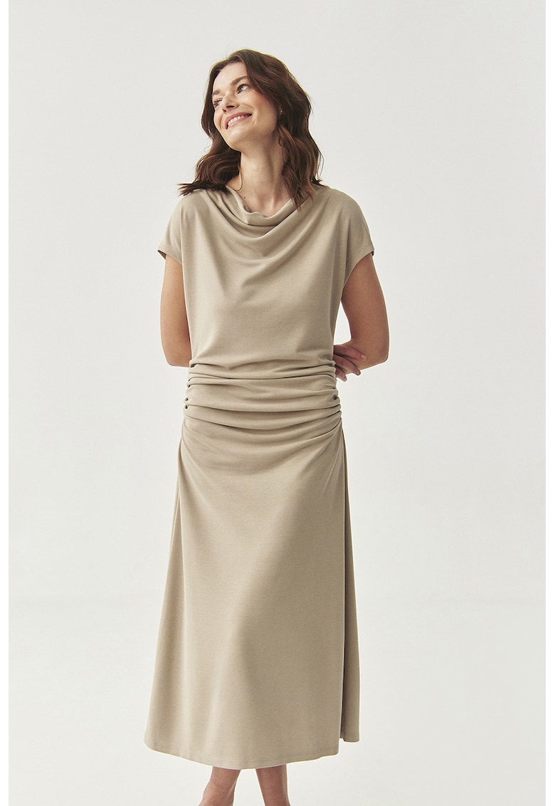 Рокля с модал с набиране - Светло бежово Tatuum