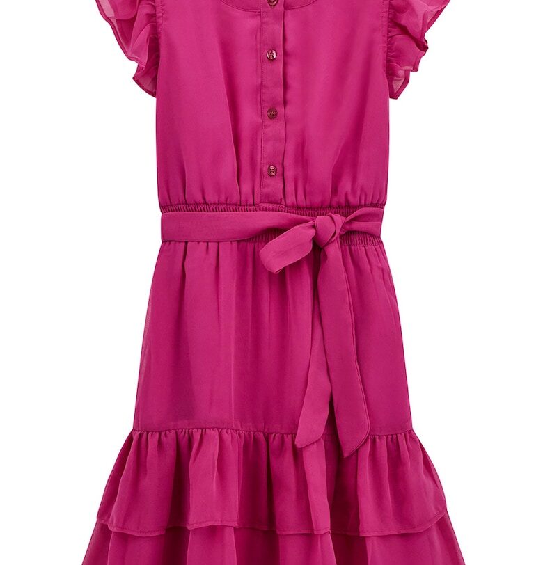 Рокля с набирания - без ръкави - Тъмнорозов GUESS KIDS