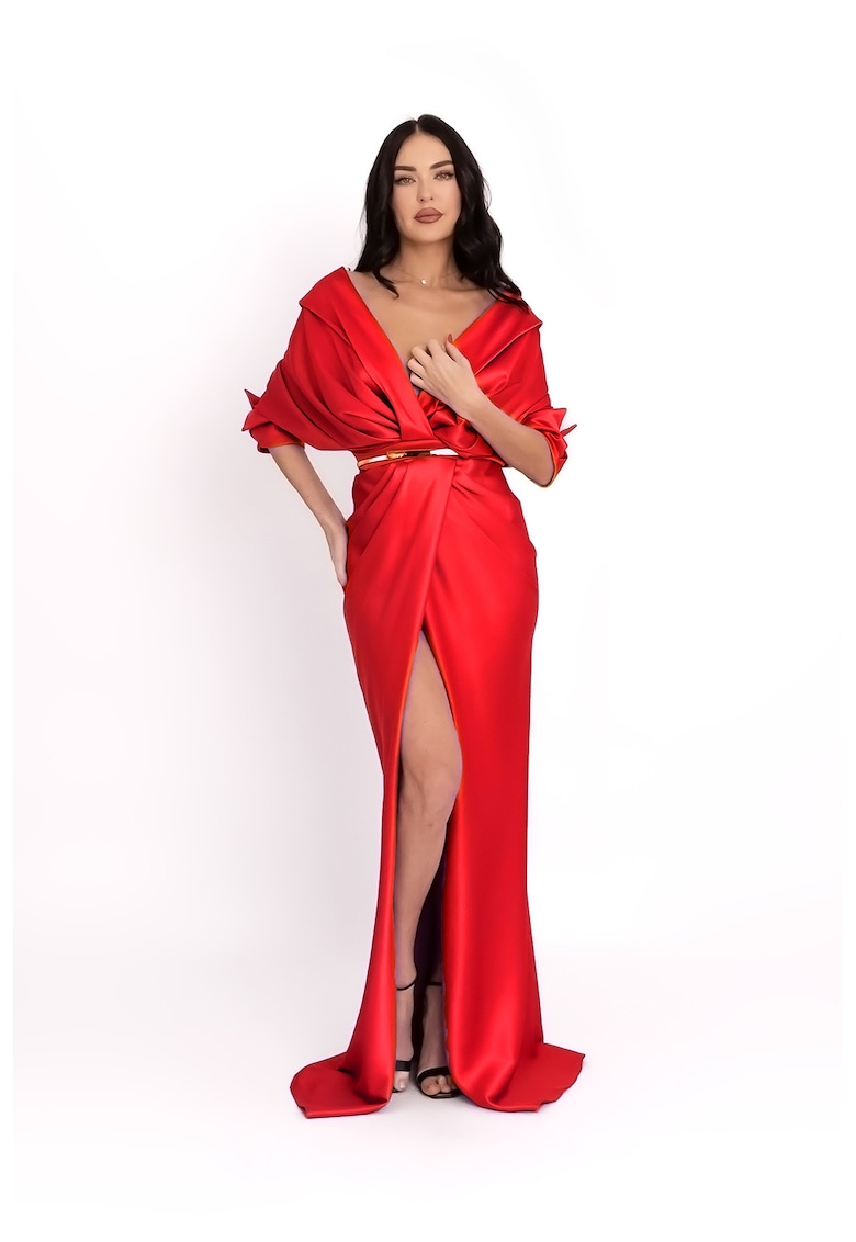 Рокля с набирания и цепка - Червен Acob a porter