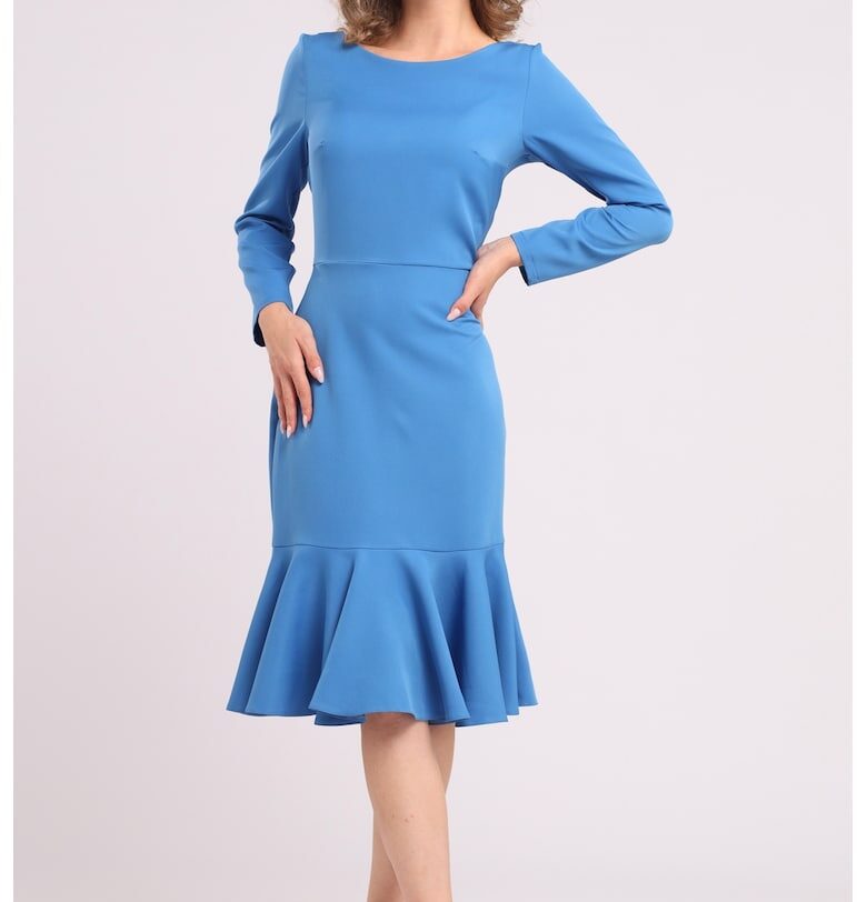 Рокля с набран подгъв - Кралско Синьо CAMISSI