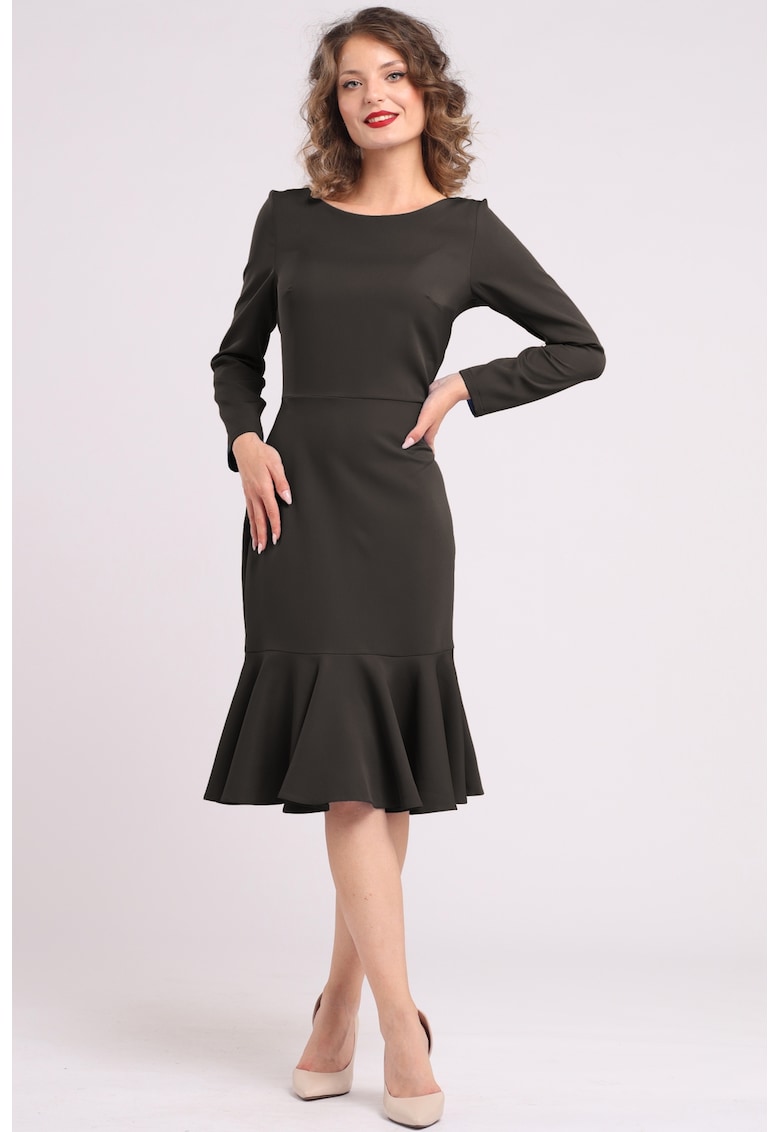 Рокля с набран подгъв - Черен CAMISSI