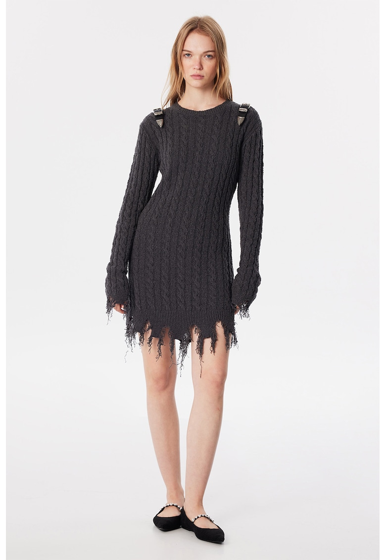 Рокля с незавършен подгъв - Tъмносив TWIST