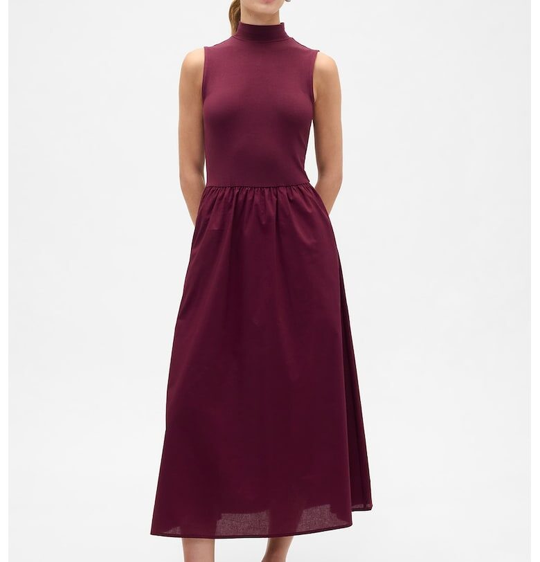 Рокля с ниска яка - без ръкави - Бордо GAP