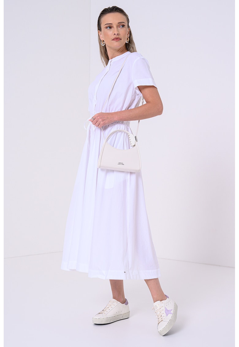 Рокля с органичен памук с връзка - Бял/Мръснобял Tommy Hilfiger