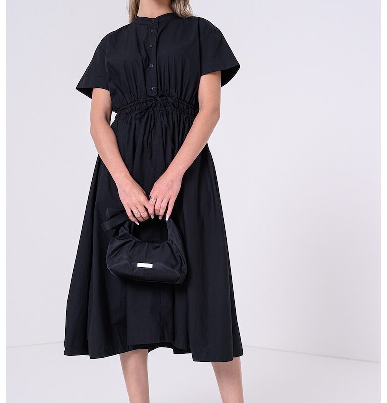 Рокля с органичен памук с връзка - Черен/Избеляло черно Tommy Hilfiger