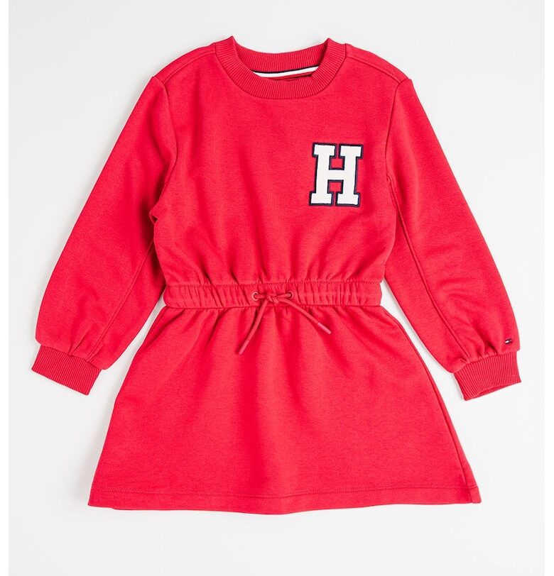 Рокля с органичен памук с дълги ръкави и шарка на гърба - Бял/Ултрамарин синьо/Малина Tommy Hilfiger