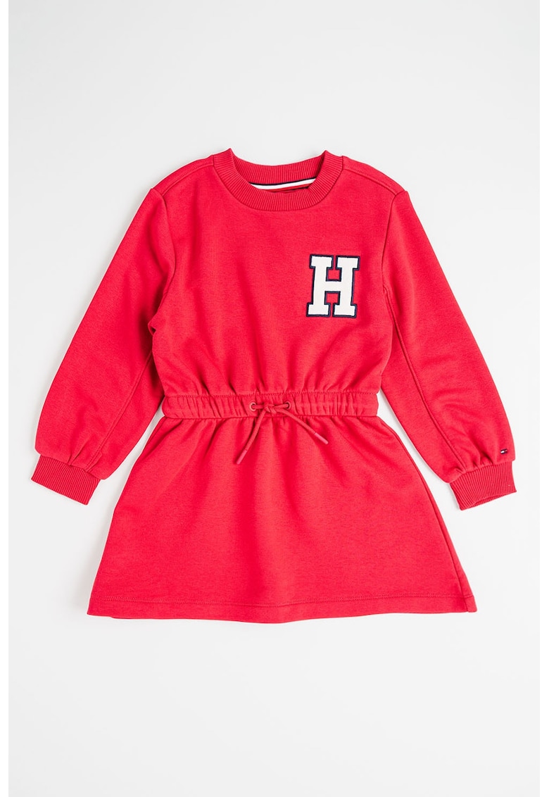 Рокля с органичен памук с дълги ръкави и шарка на гърба - Бял/Ултрамарин синьо/Малина Tommy Hilfiger