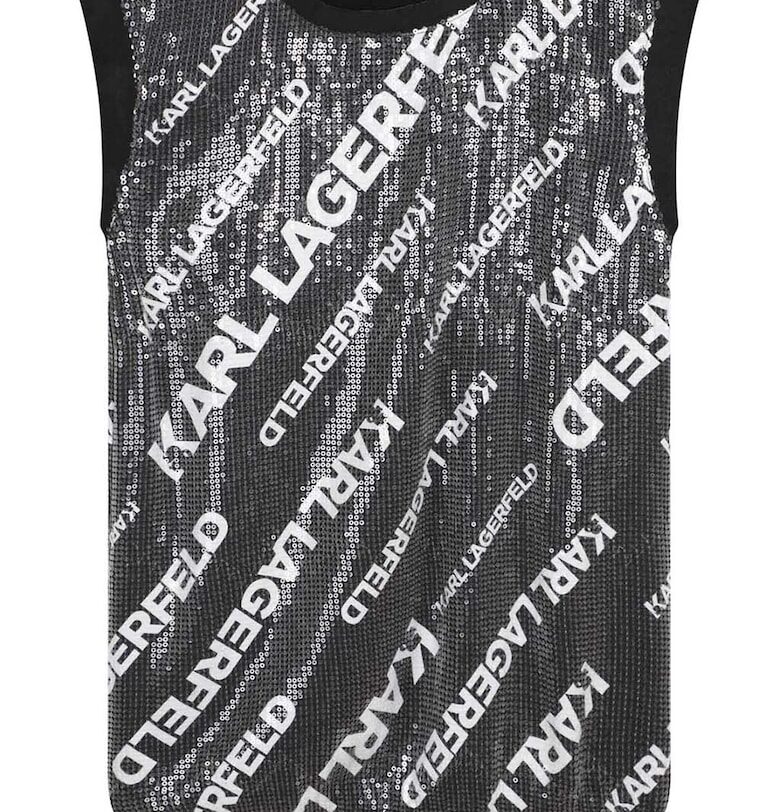 Рокля с пайети и лого - Бял/Черен/Сребрист KARL LAGERFELD KIDS