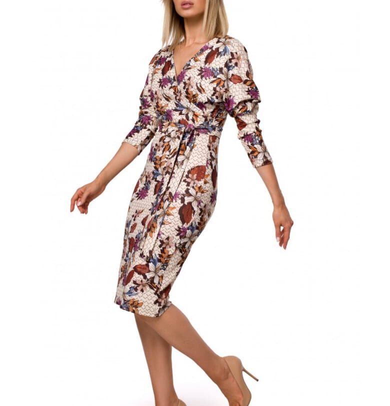 Рокля с плик топ и щампа - модел 2 - Многоцветен MOE