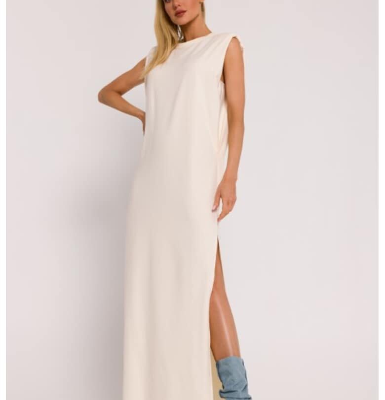 Рокля с подплънки -  Maxi - Червена - Крем MOE